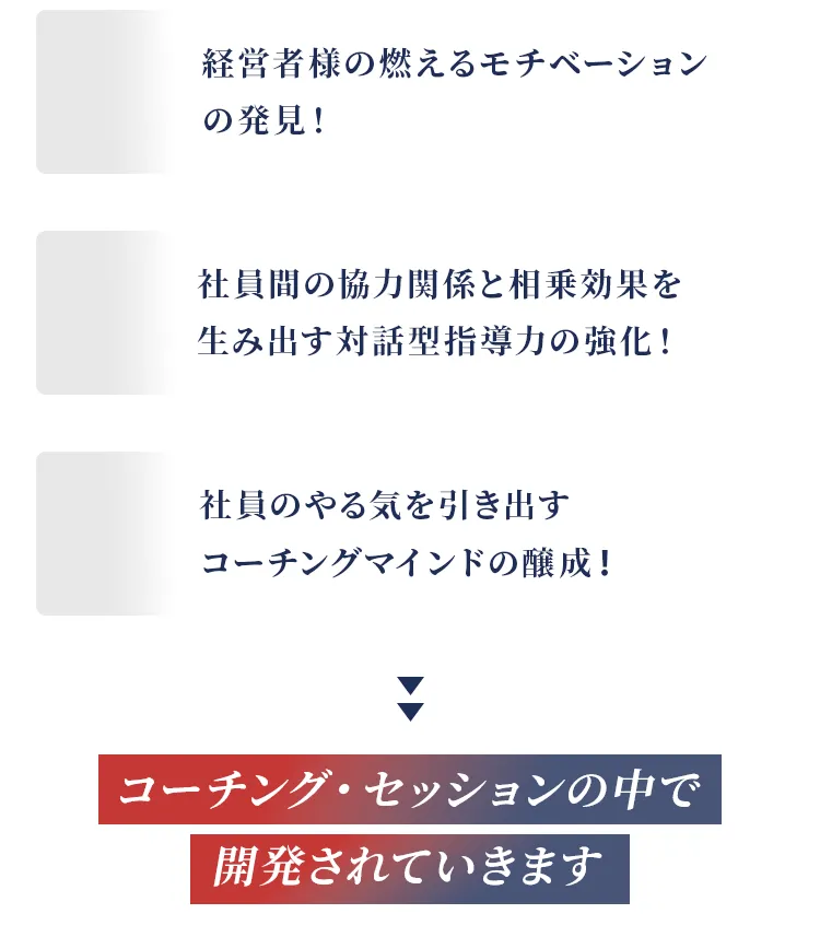 コーチングセッションの中で開発されていきます